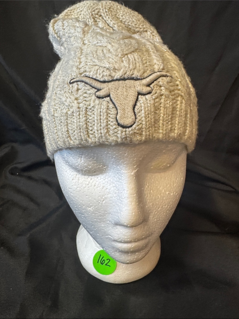 Texas Longhorn kids Cable Knit Beanie with Longhorn Patch - Cream